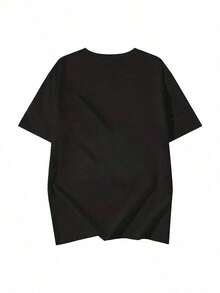 Playera Negra Ajustada Gótica Oculta con Gráfico de Lilith (Demonio Femenino y Alas), Camiseta Estética Oscura con Luna Creciente, Blusa de Estilo Streetwear - Negro - Ver 2