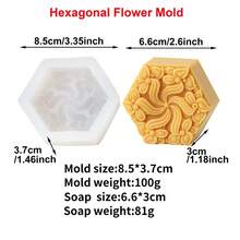 Molde deón de flores en relieve Hexagonal, molde de vela perfumada de flores redondas 3D, diseños florales, molde cuadrado de escayola paraón, decoración del hogar BB9F - Molde para jabón con forma de flor 2 - Ver 2