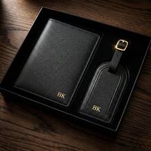 Personalized Saffiano Passport Holder (No Box) Luggage Tag Set | Travel Accessories, Wedding Favor Letter Passport Holder, Engraved Luggage Tag - Multicolor - View 6