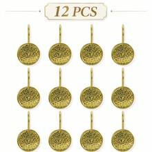 12pcs/Box Honeycomb Design Metal Shower Curtain Hooks, Curtain Decorative Hangers - Gold - View 4