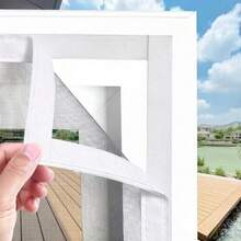 Summer Best-Seller Diamond Mesh Window Screen! 1pc Customizable Size, Mosquito-Proof & Easy To Maintain, 3-Color Minimalist Rectangular, No Drilling & No Installation Required, Suitable For Rental, Home & Office - Grey Mesh With White Trim and Zipper - View 2