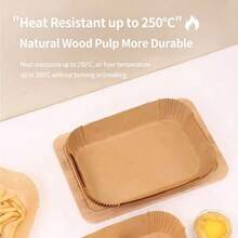 50 piezas de revestimientos de papel pergamino para freidora de aire, bandejas de papel pergamino desechables antiadherentes, revestimientos de cocina resistentes al aceite y al calor, adecuados para freidora de aire, hornear, asar, freír, accesorios de cocina y uso de barbacoa en el hogar - Ver 5