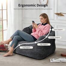 Ergonomic, Round Beanbag With Full Body Adaptation For Versatile Comfort And Relaxation At Home. - 黑色 - 查看 6