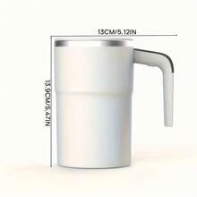 1pc 380ml Large Capacity Rechargeable Automatic Stirring 304 Stainless Steel Electric Coffee Mug (Data Cable Included), Minimalist Modern Style, Multiple Colors Available, One-Touch Stirring & Constant Temperature Function With Intelligent Temperature Control, Suitable For Office/Home/Outdoor Travel/Holiday Gift - Multicolor - View 3