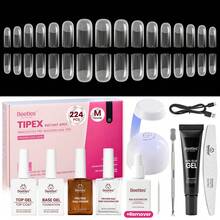 Beetles 224Pcs Tipex Instant Apex Nail Tips Kit, Reinforced Apex Strong Long-Lasting, 20g Solid Nail Glue, Mini UV Lamp Base & Top Coat Manicure Set - Medium Square - View 12