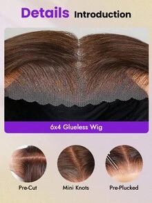 OQ Peruca Frontal de Renda Completa de Cabelo Humano Ondulado Marrom com Densidade de 180%, 16-28 Polegadas, Sem Necessidade de Cola, Essencial para Fantasia de Halloween, Peruca de Cabelo Humano Real, Embalagem de Presente com Frete Grátis - S4 - Visão 8
