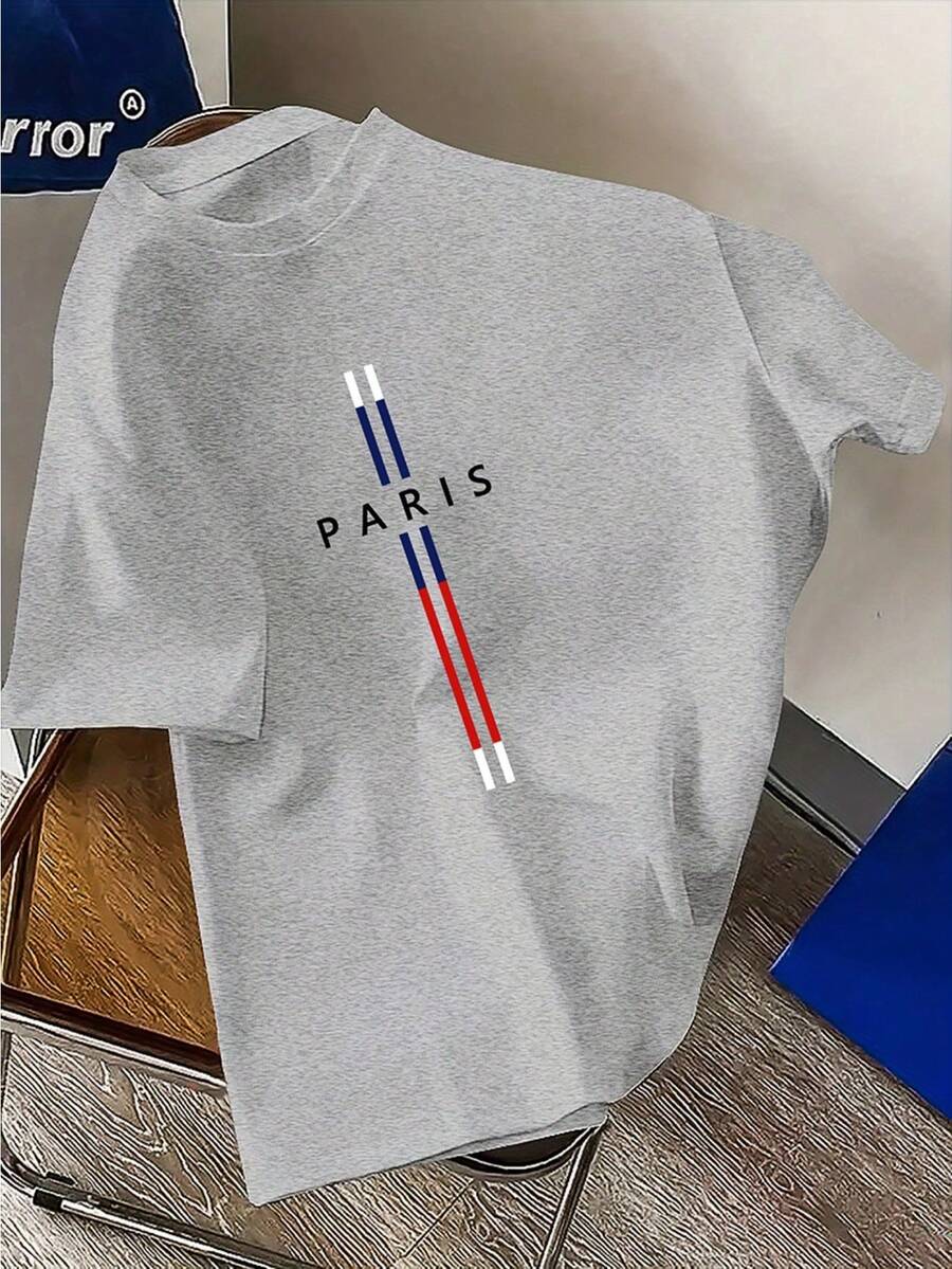 Camiseta básica para hombres, top versátil, ropa de verano para hombres - Gris Claro - Ver 1