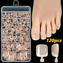 120-Piece French Manicure Set In 9 Colors, Short Square Style, Full Coverage Press-On Nails In Summer Pink And Glossy Brown. - Black - View 1