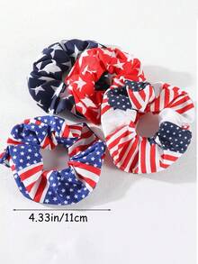 1 chiếc dây buộc tóc scrunchie họa tiết cờ Mỹ, dây buộc tóc satin sọc sao, kẹp buộc tóc đuôi ngựa, đạo cụ chụp ảnh ngày lễ - Nhiều màu - Xem 4