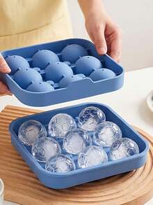 1pc 9-Cavity World Cup Soccer Ball Shaped Silicone Ice Tray, 3D Soccer Ball Ice Sphere Mold, For Making Whiskey Cocktail Ice Balls, Suitable For Sports Theme Parties And Home Bars - Multicolor - View 1
