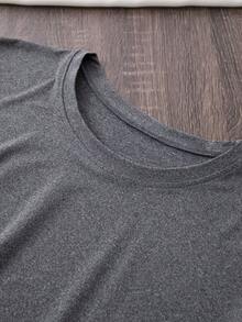 Women's Casual Short Sleeve T-Shirt - Happy  Face Print And Inspirational Lettering, Comfortable Crew Neck, Versatile All-Season Top, Loose Fit, Breathable Fashion T-Shirt, Printed T-Shirt, A Must-Have For Fashion Enthusiasts. ZOIH - 深灰色 - 查看 5