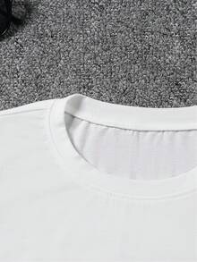 Elegant Watercolor Floral Print T-Shirt + Short Sleeves + Round Neck + Casual Spring And Summer Clothing For Women - 白色 - 查看 3
