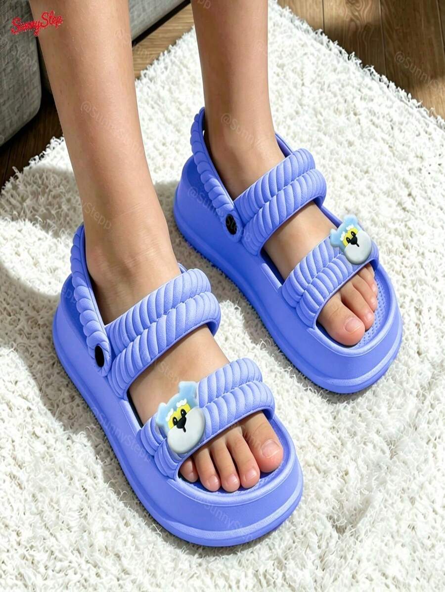 Zapatillas de Casa Modernas con Adorno Brillante para Niñas Mayores de 6 Años, Diseño de Conejito Antideslizante Cómodas para Hogar Playa y Salidas - Púrpura malva - Ver 1