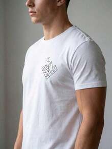 Playera Camiseta de mezcla de algodón con estampado gráfico, ligera, jersey de algodón con estampado en espalda, duradera, corte clásico, informal, esencial estilo urbano estampado cool estampado de moda y2k streetstyle estilo casual juvenil todo tipo de ocasion salidas antro citas ejercicio gym estilo urbano Gen Z streetwear frase divertida playa hombre vacaciones sexy romantico guapo dibujo pequeño sabroso - Blanco - Ver 3