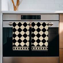 2pcs Geometric Pattern Printed Microfiber Kitchen Towels, 40*60cm Absorbent Dish Cloths, Suitable For Kitchen, Bathroom, Housewarming Gifts, High Value - Multicolor - View 4