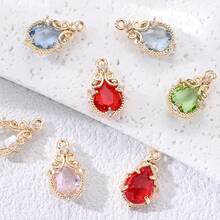 5pcs 10x17mm Elegant Glass Water Drop Pendants, Suitable For DIY Jewelry Making Necklaces, Earrings, Bracelets, Vintage Style Gold Crystal Accents - water drop - View 5