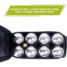 Petanque Game Set U2013 8 Stainless Steel Balls With Carry Case, Target Ball Measuring String, Classic Petanque Game Set Lawn, Beach Backyard U2013 Outdoor Family Bocce Ball Fun - Initial - View 4