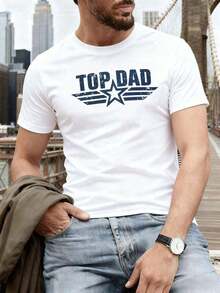Top Dad 2026 Graphic Tee Made Of Quality Fabric, Urban-Hop Style, Comfortable, Durable, With An Artistic Print. Men's Summer Outfit, Short-Sleeved Tee. - White - View 1