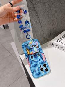 Disney Has Authorized, Phone Case - Chain Set, The Stitch Lilo & Stitch 3D Phone Case Plus A Silicone 3D Stitch Bracelet With Metallic Ring Removable Bracelet, Stitch And Angel Pattern, Compatible With Iphone17/16/15/14/13/12/11/XS/XR/X Plus Pro Max, A Stylish Cartoon Phone Case, The Perfect Gift Choice, Phone Protection, Durable Phone Cover, Great Gift For Friends And Family. - trắng - Xem 3