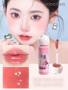 GOGO TALES GOGOTALES 可愛貓咪唇釉，打造豐盈水潤雙唇，滋潤顯色，適合所有膚色，輕盈長效，透亮妝效，不易暈染與褪色，口紅與唇彩合一，適合日常自然淡妝 - G02# Milk Peach - 查看 6