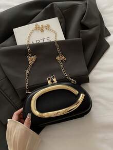 Black Clutch Bag - Ideal For Valentine's Day, Comfortable & Fashionable, Stylish Handbag, Personalized Gift Choice, 2025 Accessory, Suitable For Various Occasions With Fashionable Style, Affordable Luxury Feel - Black - View 3