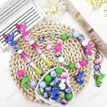 25/55pcs Animal Theme Silicone Bead Set, Bird Shaped Silicone Beads (Pink, Blue, Green, Cyan), Suitable For Beading Pens, Bracelets, Bags, Makeup Beading Supplies, Necklaces, Etc. Matching More Freely, Exercising Patience And Focus, Perfect Birthday Gift, Back To School, Halloween, Father's Day, Mother's Day, Etc. - Bird Series - View 6