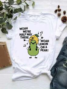 Women's Casual Printed T-Shirt Amazing! We'reHalfwayThereLemonPearLightweightBreathableShortSleeveRoundNeckTopForSpringSummerWhiteWithColorfulMusicalNotesPerfectForCasualSpringSummerPlayfulClothesComfortableGraphicTShirt100%Purecotton,ForwomenstshirtBohemia100%Purecotton,ForwomenTshirt, Bohemia - 白色 - 查看 1