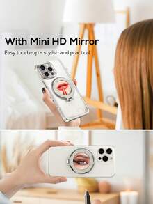 Shiny Sequin Phone Ring Holder, Hidden Makeup Mirror Design, Strong Adhesive Adjustable Phone Stand, Universal Hands-Free Phone Holder, Cute Sparkling Phone Decoration, Suitable For Women And Girls, Glittering Foldable Small Mirror, Portable Phone Case Accessory, Slouchy Makeup Mirror Stand Desktop Viewing Tool - Multicolor - View 9