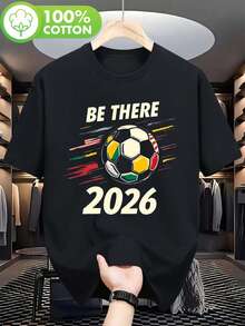 Camiseta de Fútbol para Hombre Bandera Be There 2026 - Camiseta Ligera de Color Beige con Gráfico de Balón de Fútbol, Perfecta para Usar en Verano.Ideal para Entusiastas del Fútbol VNEH - Negro - Ver 5