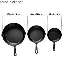 3 Pieces Bare Cast Iron Pot Set (6/8/10 Inches) - Heavy Duty Family Grade Sand Casting, Baked Paint, Stir Fry, Anti Stick Surface, For Oven/Grill/Campfire - Uniform Heat Dissipation, Suitable For Steak, Corn Tortillas, Baking - A Must-Have For Rural Style Kitchen Utensils - View 11