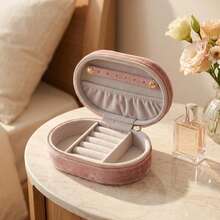 Large Capacity Jewelry Storage Box, Luxury Velvet Ring And Jewelry Box, Portable Compact Jewelry Organizer, Travel Accessory, Multiple Types Of Jewelry - Multicolor - View 7