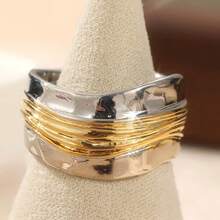 Anillos de estilo bohemio con baño de cobre de dos tonos, estilo minimalista vintage para mujeres, anillos para viajes y fiestas - dos colores - Ver 2