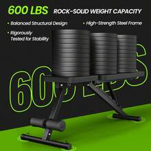 Adjustable Weight Bench For Home Gym, Foldable Workout Bench For Full Body Fitness Dumbbell Exercise, 600LBS Incline Decline Flat Bench With Resistance Bands For Strength Training - Black - View 2