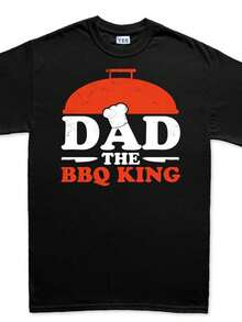 T-shirt homme 100% coton, cadeau pour la fête des pères, barbecue, manches courtes, 180g, respirant, col rond, t-shirt graphique d'été pour homme, décontracté, coton, tee-shirt streetwear, cadeau pour la fête, tenue de cuisine et de plein air pour homme - Noir - Voir 6