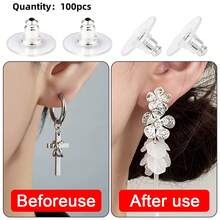 20-100pcs Transparent Earring Backs, Golden Bullet Ear Plugs, DIY Earring Accessories - Earplugs - View 8