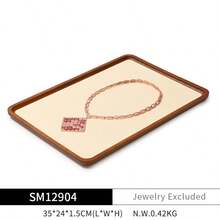 Oirlv Wooden Jewelry Tray Bracelet Ring Display Stand Set, Necklace Holder Jewelry Organizer Tray - Beige - Beige - View 10