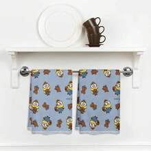 Miniso Minions Bob & Tim Bear Towel Set, Light Blue Cartoon Allover Print Soft Pure Cotton Towels, Available In 1-Pack, 2-Pack, 3 Packs, 4-Pack, 5-Pack, 6-Pack, Perfect For Bathroom & Home Use - Colocr - View 8