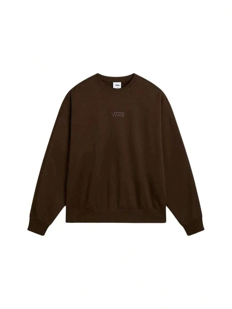 Vans Men's Sweatshirt, Sporty Casual, Small Logo, Simple Basic Crew Neck Pullover VN000GBW3N1 - Brown - View 1