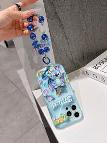Disney Has Authorized, Phone Case - Chain Set, The Stitch Lilo & Stitch 3D Phone Case Plus A Silicone 3D Stitch Bracelet With Metallic Ring Removable Bracelet, Stitch And Angel Pattern, Compatible With Iphone17/16/15/14/13/12/11/XS/XR/X Plus Pro Max, A Stylish Cartoon Phone Case, The Perfect Gift Choice, Phone Protection, Durable Phone Cover, Great Gift For Friends And Family. - trắng - Xem 3