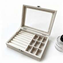 2pcs/1pc 9-Grid Lockable Jewelry Box, Soft Padded Cover, Velvet Lining, Ring/Earring/Necklace Storage Tray, Suitable For Home, Travel, Display, Tangle-Free Protection And Scratch-Resistant Jewelry Box, Removable Dividers, Travel Essential - Multicolor - View 12