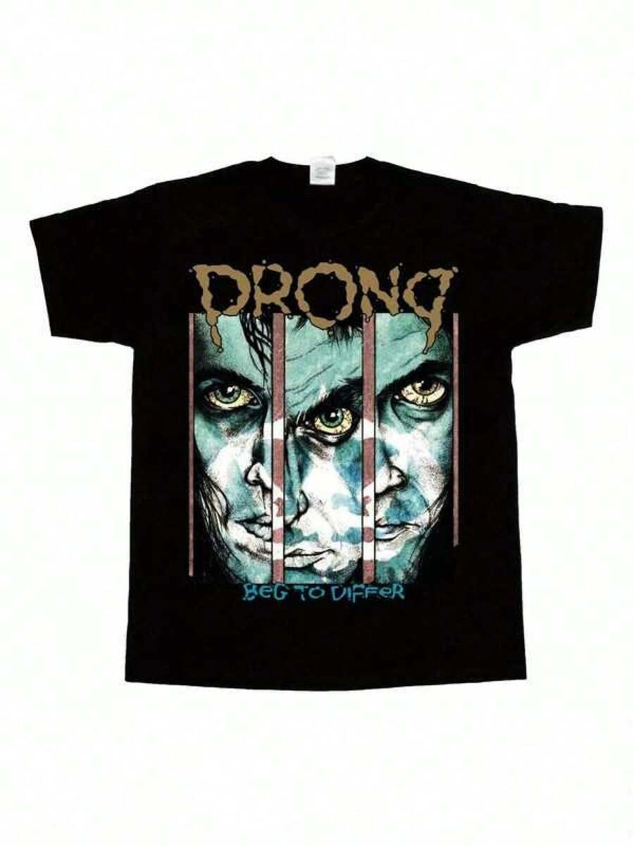 Camiseta gráfica bohemia para hombres - Estilo urbano vintage negro con arte de alambre de púas y DONG, tela suave para todas las estaciones, ajuste regular, ropa casual de calle para jóvenes, camiseta retro, ajuste cómodo - Negro - Ver 1