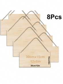 2/4/8件套未加工椴木标牌，尺寸30x15厘米/12x6英寸，空白长方形悬挂式木牌，DIY工艺项目，带绳木牌，门墙装饰画 - A - 查看 10