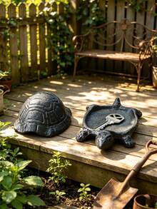 1pc Cast Iron Turtle Shaped Hidden Key Storage Box - Outdoor Key Hiding Box, Decorative Garden Sculpture, Hidden Space For Storing Spare Keys, Compact Hidden Design, Suitable For Home, Yard And Patio - A - View 3