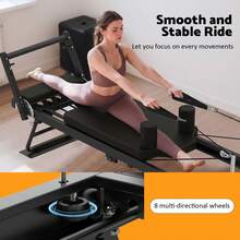 Pilates Reformer Machine, Foldable Pilates Equipment For Home-Yoga Exercise With 5 Resistance Cords, Full Body Home Gym Workout Bed For Core Training & Toning - 黑色 - 查看 6