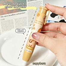 Capibara Push-Style Erasers, Ideal Kindergarten Gifts And Study Stationery. They Leave Few Marks And Little Scraps While Erasing Cleanly. Adorable Capybara Pen-Shaped Erasers, Cute Cartoon Retractable Erasers, Portable Push-Type Erasers For Students, And Creative Stationery Gifts. - Multicolor - View 8