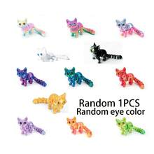 Cartoon Cat 3D Printed Figurine (Eye Color Random), Flexible Posable Doll, Imaginative Desktop Decor, Suitable For Bedroom And Indoor, Also Great For Halloween, Christmas And Other Holidays - Multicolor - View 12