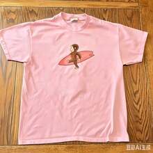 2026 Summer New Arrival [100% Cotton][Graphic Tee] Surfing Graphic T-Shirt – Tee, Cute Cartoon Monkey Shirt, Unisex Casual Streetwear Top,T-Shirt - 粉色 - 查看 8