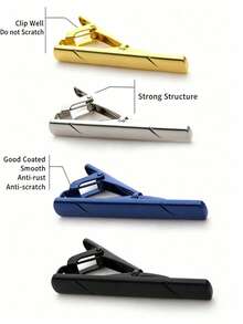 10Pcs Men's Tie Clip Set, Classic Simple Metal Necktie Bar Clasp Clips, Multi-Color & Texture Options, Business Wedding Formal Suit Accessory For Gentlemen. - Multicolor - View 5