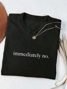 Women's Casual Short-Sleeved T-Shirt With A Round Neck And Letter Print, 100% Cotton. Suitable As A Gift. Women's T-Shirt. Blouses > Elegant. Boho Chic. Soft, Breathable, And Comfortable Women's Top, Ideal For Spring, Summer, And Autumn, Perfect For Vacations, Travel, And Everyday Wear. - 黑色 - 查看 6