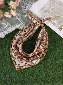 1pc Leopard Print Star Pattern Lightweight Triangular Headscarf, Fashion Headwrap For Women, Suitable For Daily Wear, Outdoor Photography, Beach, Vacation, Versatile Accessory Vacay Bandanas - Multicolor - View 13